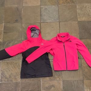 North Face Girls 10/12 Dryvent Shell & Fleece Jacket
